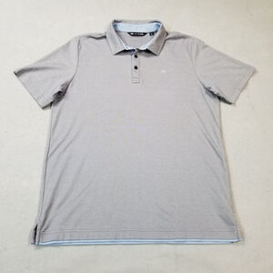 Travis Mathew Polo Shirt Mens L Gray Blue Short Sleeve Golf Pima Cotton Blend